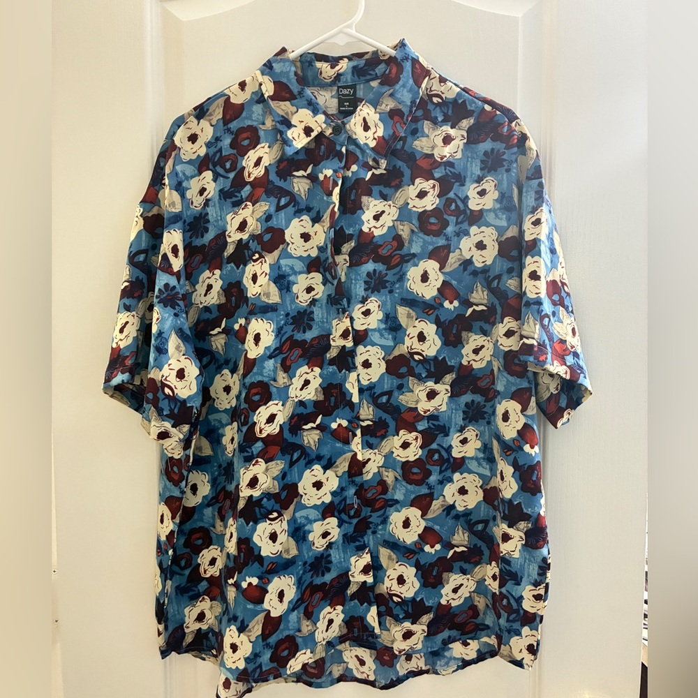 Blue Floral Women Shirt